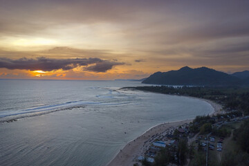 Beautiful sunset on Lhoknga beach