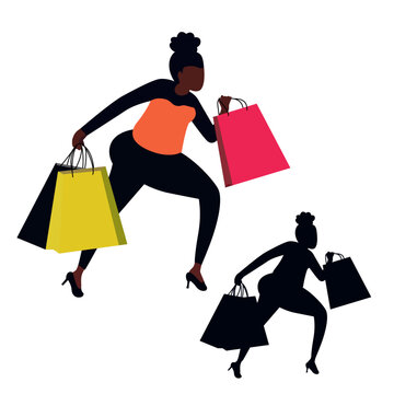 Female shoplifter Stealing  bags of goods vector illustration , Woman shoplifting flat style vector image