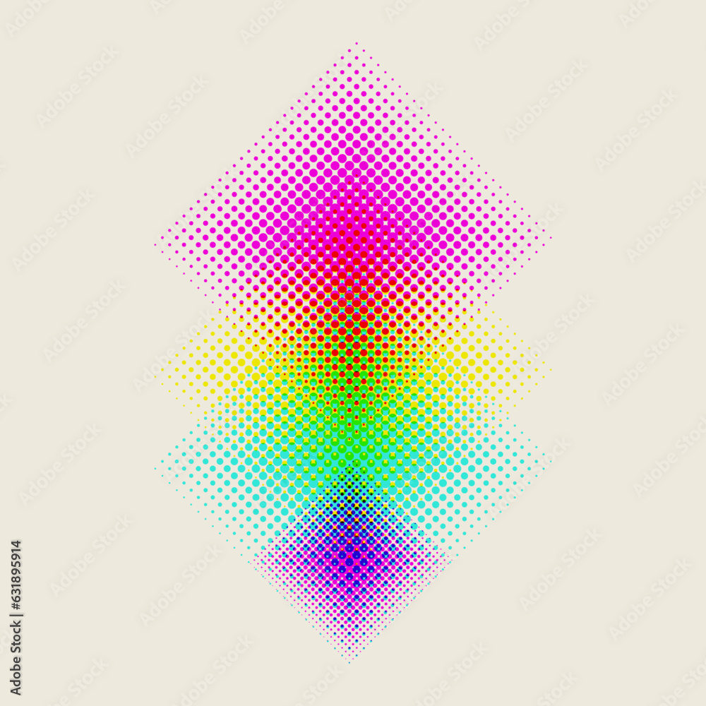 Aufkleber vintage pop art poster template with halftone dots rectangle pattern. colorful graphic elements retr