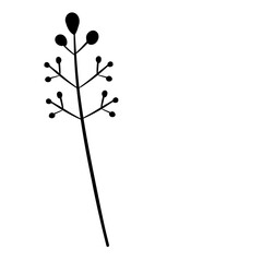Artistic Line Drawing of Thread Plant, Heart, and Flower