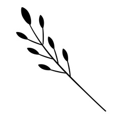 Artistic Line Drawing of Thread Plant, Heart, and Flower