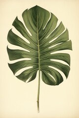 Fototapeta na wymiar antique colored botanical print of a beautiful palm leaf