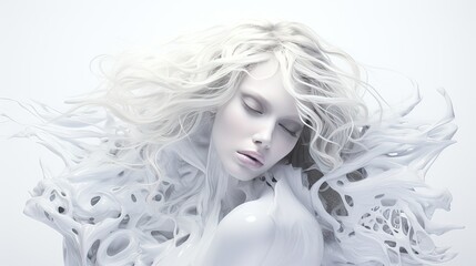 White hair girl portrait abstract background