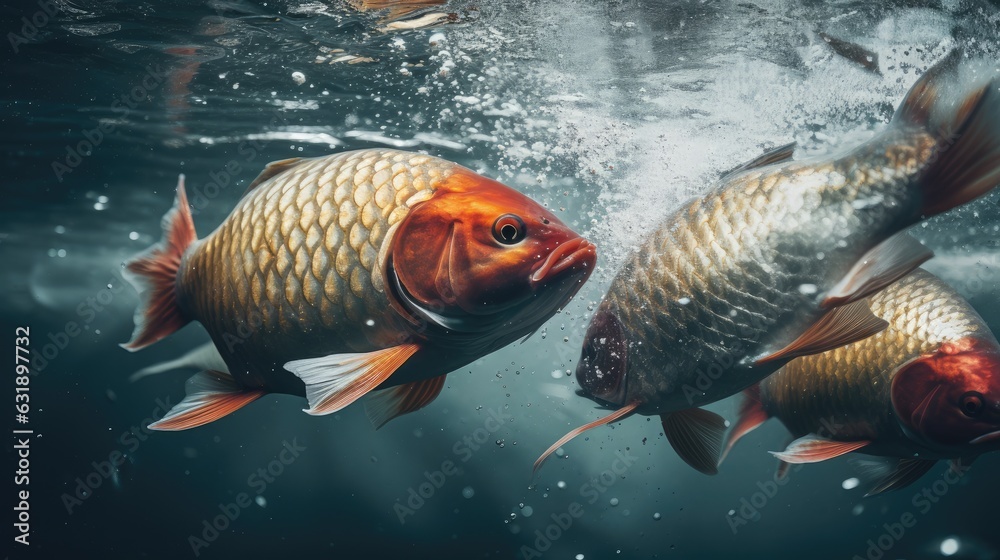 Wall mural carp fish in the water