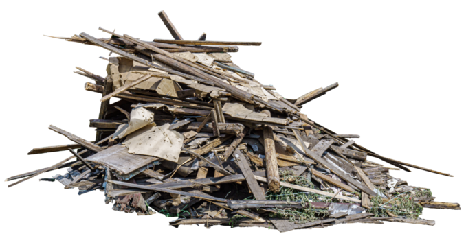 Construction garbage pile isolated