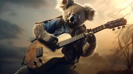 Foto op Canvas A rockstar koala with a guitar © Galib