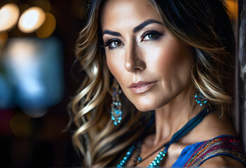 Frau wartet in Bar, gen AI