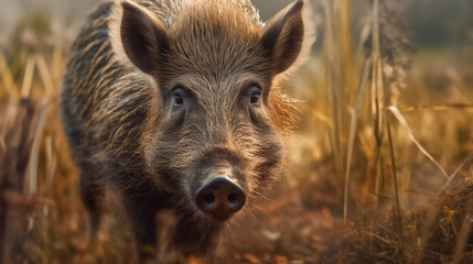 Wild boar in forest Generative AI