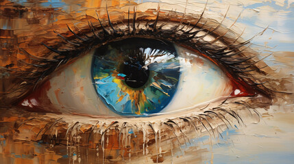 Painting of an Eye Close Up. Generative AI. - obrazy, fototapety, plakaty
