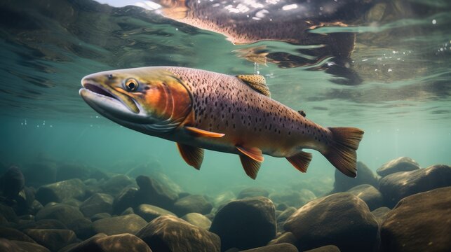 Indigenous trout in the water
