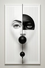 Minimal poster , man, black and white, detailed, creativity 