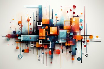 Abstract modern digital colorful art made with geometric shapes.