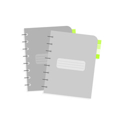 Two grey notebooks flat icon isolated. Diary, scetchbook on white background. Vector illustration