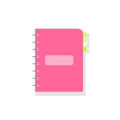 Pink notebook flat icon isolated. Diary, scetchbook on white background. Vector illustration