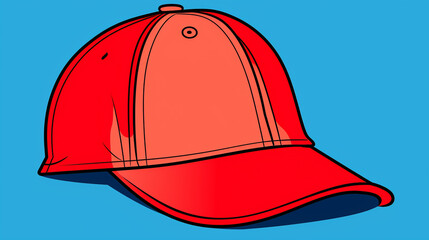 Plain Red Baseball Cap or Hat Against a Blue Background - Generative AI