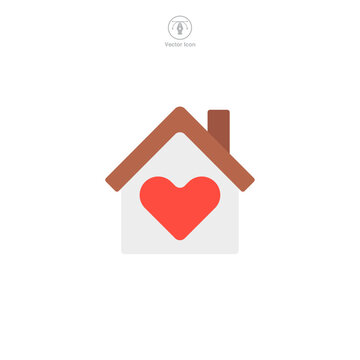 Home with Heart icon symbol vector illustration isolated on white background