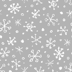 Vector seamless pattern with hand drawn elements, chalk texture. Cute design for Christmas wrappings, textile and backgrounds.