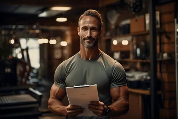  Fitness Gym Portrait: Personal Trainer with Clipboard. © Usmanify