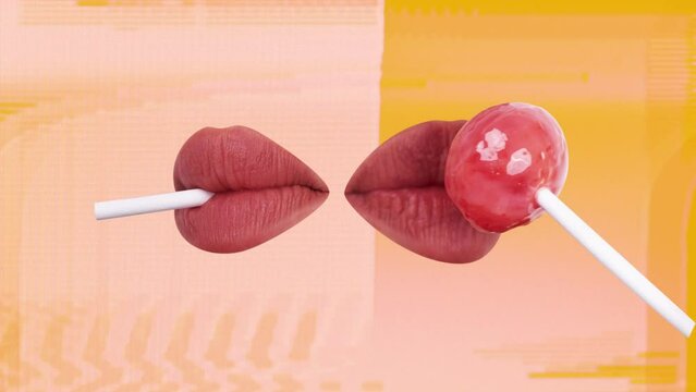 Female lips and lollipop