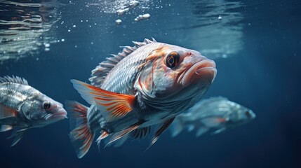 Perch fish in the water - obrazy, fototapety, plakaty