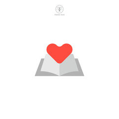 Book with Heart icon symbol vector illustration isolated on white background