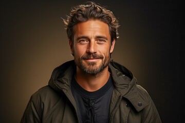 Fototapeta premium Attractive man in casual cloths with a beard, generative ai
