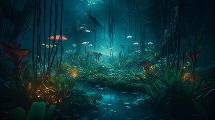 mystical rainforest, generative ai 