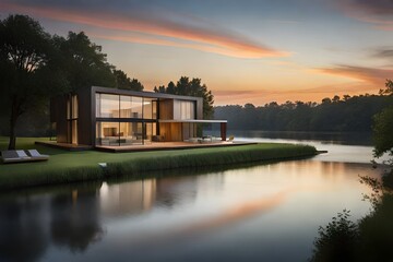 Obraz premium sunset over the river