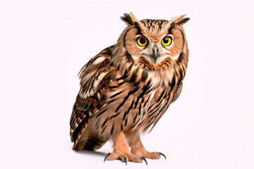 Naklejka premium Beautiful owl on a white, isolated background