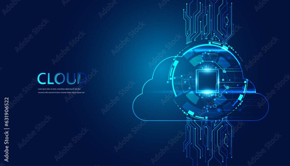 Poster abstract, cloud and binary concepts digital storage on the internet advanced security on a beautiful