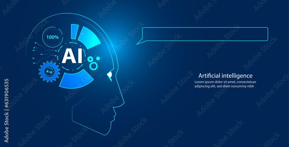 Poster abstract ai. artificial intelligence concept. using ai to solve problems. asking questions to ai on 