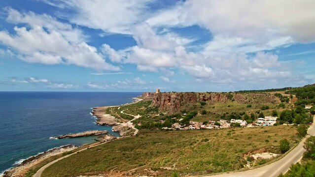 Aerial view of Macari beach. Sicily Italy