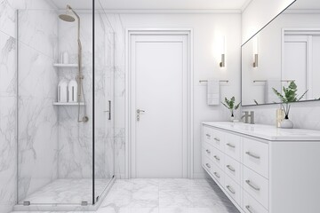 Interior of a contemporary bathroom. Generative AI