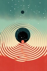 Obraz premium Minimal zen circles rippling out like raindrops in pond, illustration