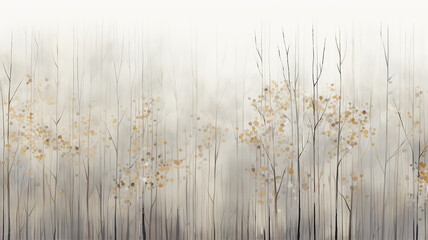 autumn forest watercolor landscape in gray calm tones soft color - obrazy, fototapety, plakaty