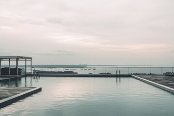 Obraz premium Hotel or resort with a rooftop pool. Generative AI