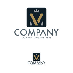 Creative Letter M, king and letter V logo design template