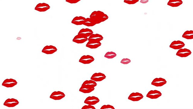 Animated Female Lips.Moving White Background