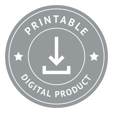 Digital Product digital download Button round sign grey 53