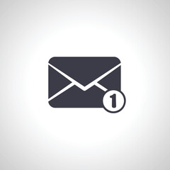 One new incoming message envelope with notification icon