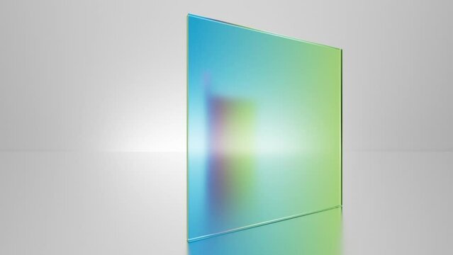 Multicolored translucent square glass blocks spin and rotate on a white background. 3d loop motion animation