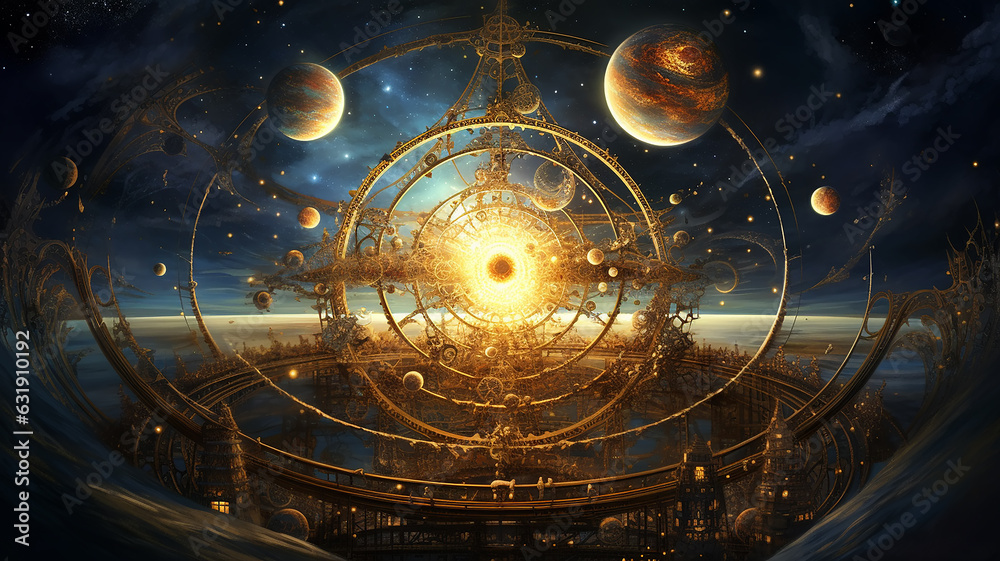 Wall mural astrology and astronomy background planets and space orbits of planets in the solar system abstract 