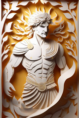 Greek god and grateful light and shadow, lighting and thunder, paper art, paper cut style - obrazy, fototapety, plakaty