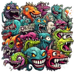 Obraz na płótnie Canvas Happy crazy monsters