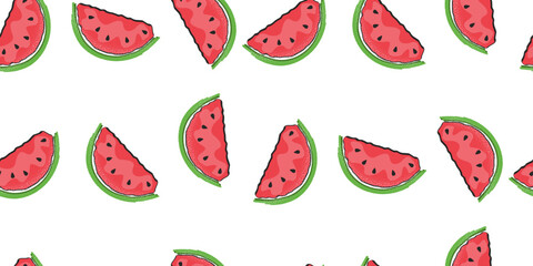 Vector beautiful watermelon slices. Seamless pattern of watermelons, summer pattern. Vector for print, interior, wallpaper.