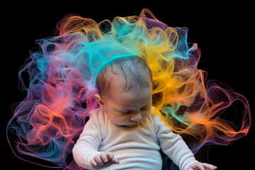 Science and medicine concept. Toddler, child brain and mind development abstract illustration. Generative AI