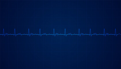 Heart beat pulse electrocardiogram rhythm on blue background