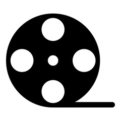 Film roll glyph icon isolated on white background