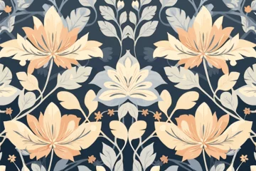 Möbelaufkleber Floral fabric pattern. Ethnic flowers ornate elegant luxury style. Art graphic print design for carpet fabric texture textile wallpaper background backdrop rug. © Kanisorn