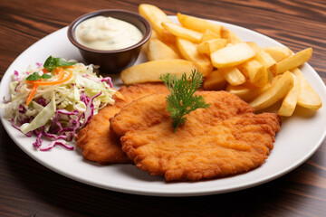 Pork schnitzel with potatoes and cabbage “Generative AI”